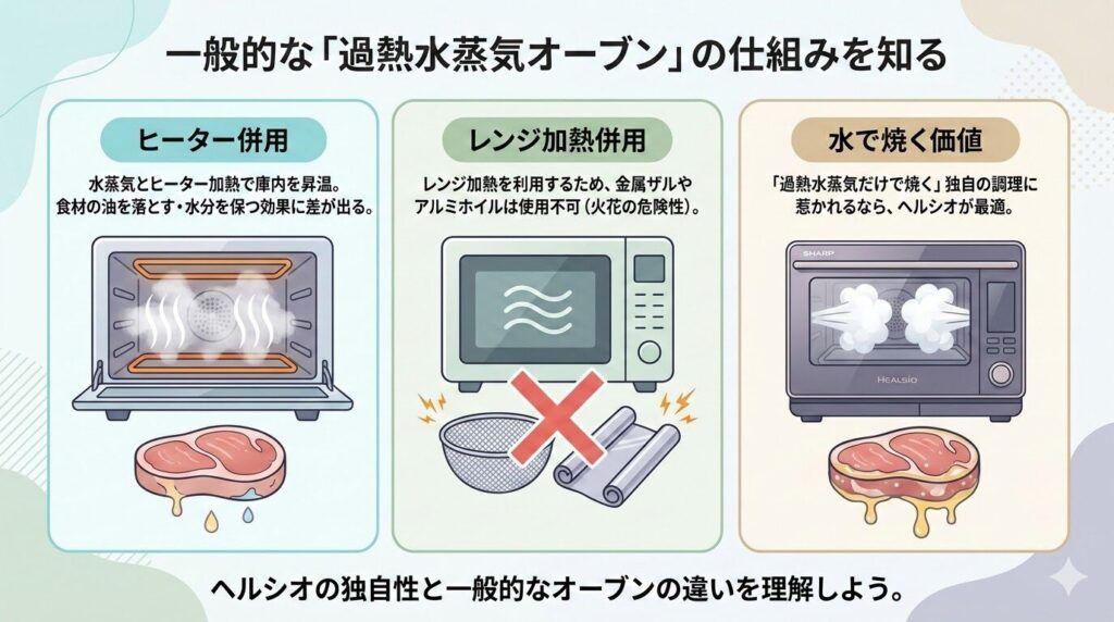 一般的な過熱水蒸気オーブンの仕組み