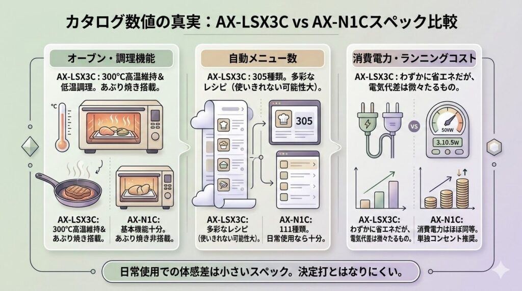 AX-LSX3CとAX-N1Cの細かなスペック比較