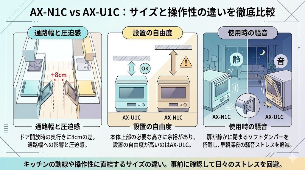 AX-N1CとAX-U1Cのサイズ・操作性の違い