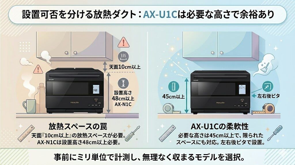 AX-N1CとAX-U1Cの設置高さの違い