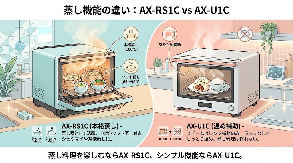 AX-RS1CとAX-U1Cの蒸し機能の違い