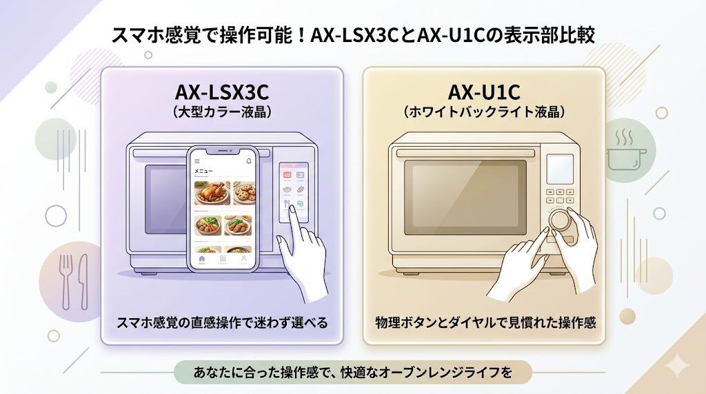 スマホ感覚で操作可能！AX-LSX3CとAX-U1Cの表示部比較