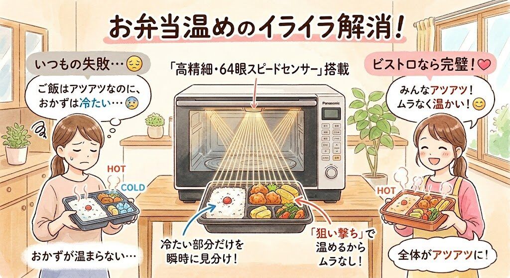 ムラなく温める高精細・64眼スピードセンサー