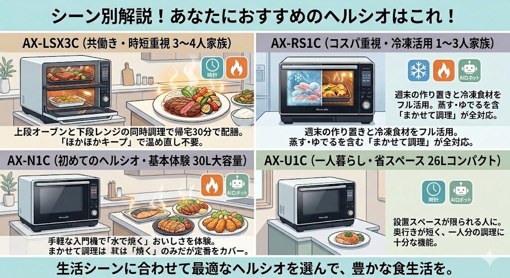 あなたにおすすめのヘルシオはこれ！シーン別に解説